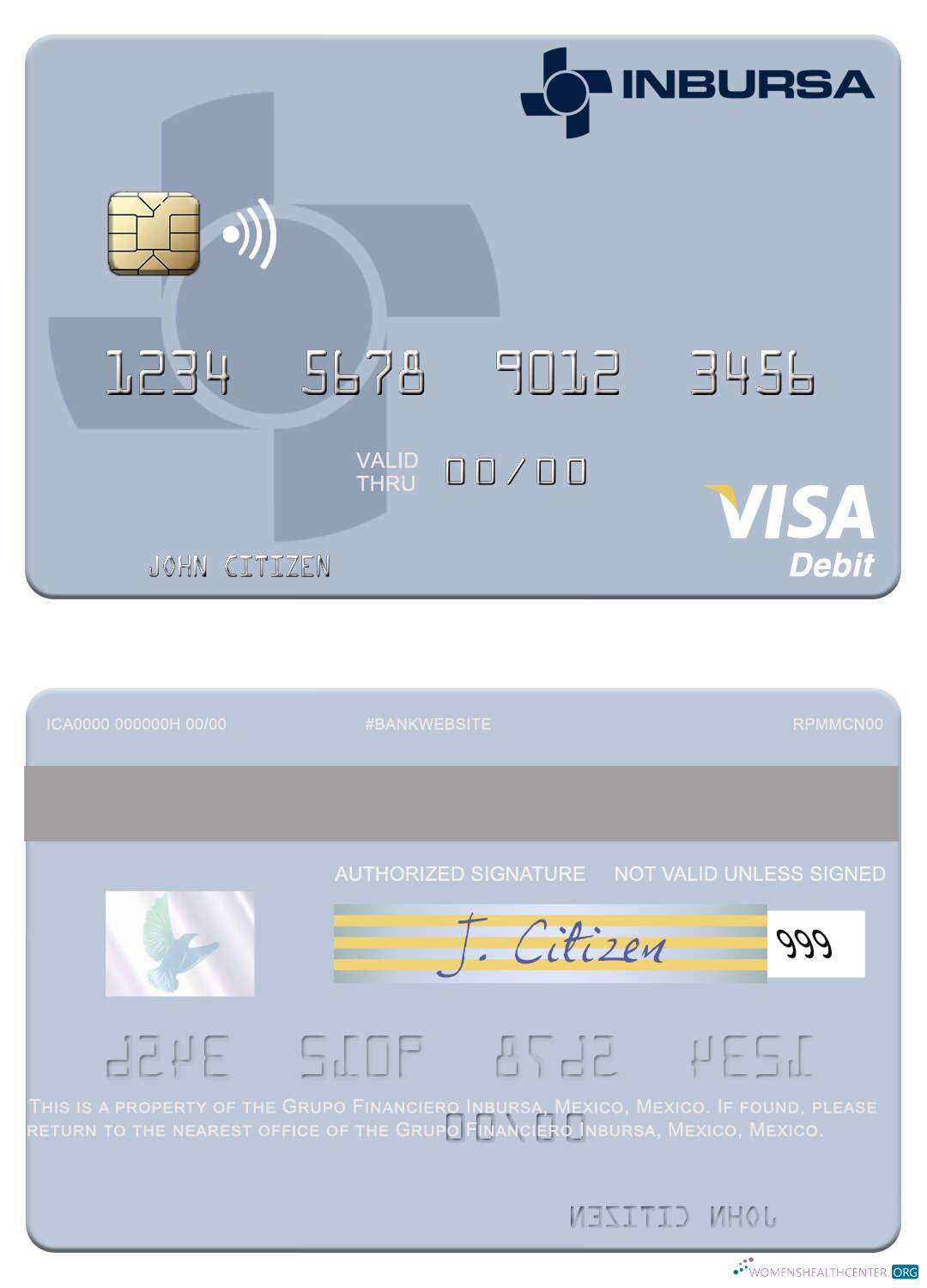 Download Mexico Grupo Financiero Inbursa visa debit card Photoshop template